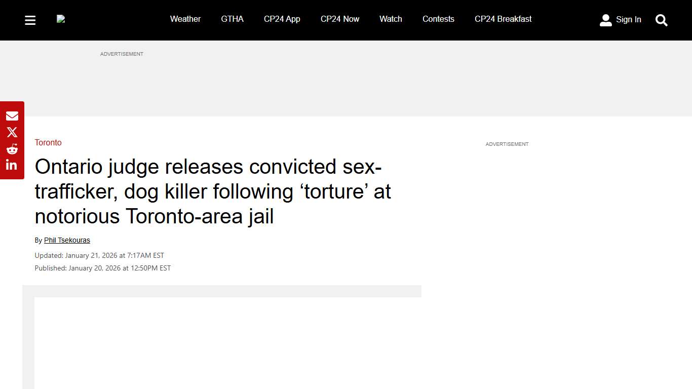 Ontario judge releases convicted sex-trafficker